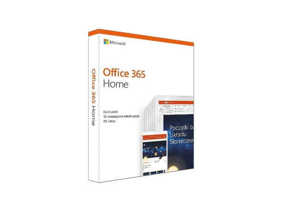 Office 365 Home PL Box P4 Subskrypcja 1Rok /do 6Użytkowników / 5Urządzeń Win/Mac 6GQ-01016. Zastępuje P/N: 6GQ-00704